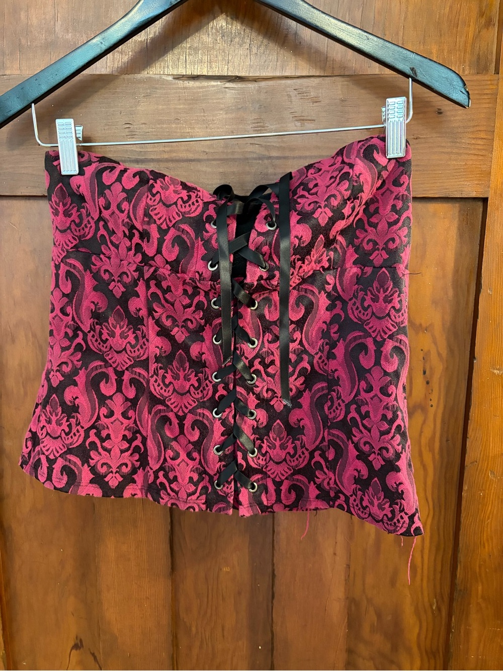 le chateau  Lace-Up Brocade Corset Top